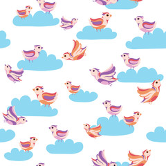 seamless pattern birds and clouds