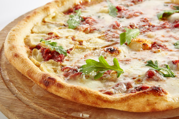 Pizza Four Cheeses or Ai Quattro Formaggi Isolated