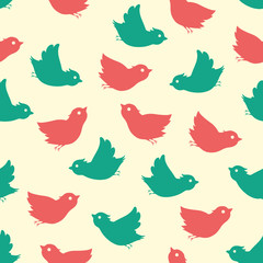 Flying birds seamless pattern