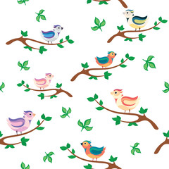 bird on a branch seamless pattern