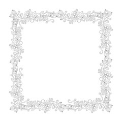 black and white square floral frame