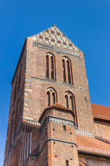 Fototapeta na wymiar Tower of the St. Nikolai church in Wismar, Germany