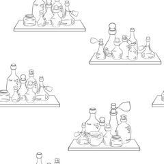 seamless pattern glass jars on the shelf