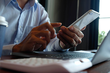 Use of the phone for work, scanning for information on business operations and online shopping and investment, business, finance, accounting.