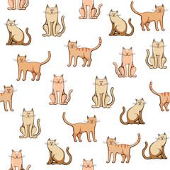 seamless pattern colorful cats on white background