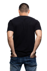 Fototapeta premium Black v-neck tshirt on asian model
