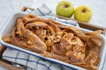 Home made sweet apple bread with cinnamon