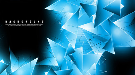 abstract background with glowing blue triangles that overlap. isolated black background. vector illustration of eps 10