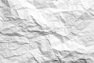 White wrinkled paper with gray shades. Creative design. Abstract art background. Copy space.