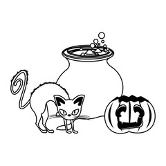 halloween october scary celebration cartoon in black and white