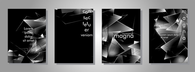 set the book cover the background of the light Triangle. Abstract composition of 3D triangles. Modern geometric black background
