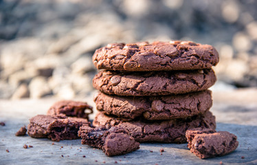 Chocolate chip cookies. Stack of cookies. Homemade cookies