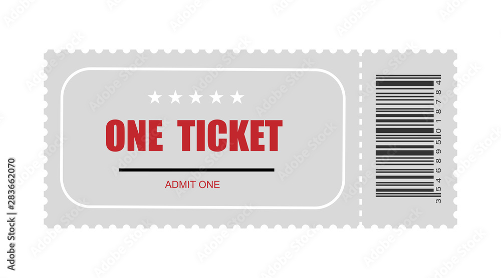 Wall mural one ticket with bar code. template ticket vector icon