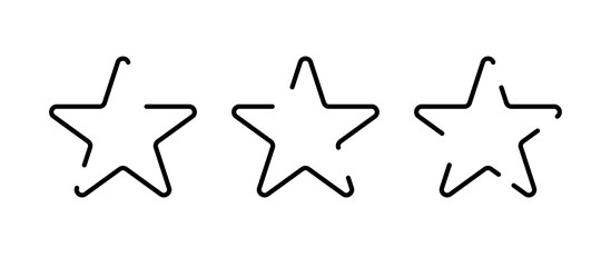 stars. three stars vector icons in trendy linear design. stars icons isolated on white background. black star