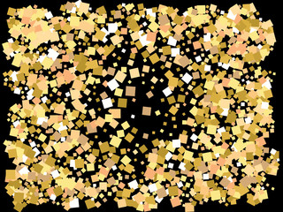 Colorful confetti squares falling.