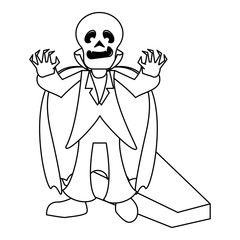 halloween october scary celebration cartoon in black and white