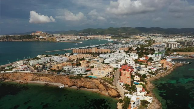 Beautiful view of the bay with yachts aerial view