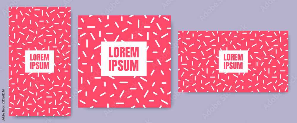 Aufkleber horizontal, square and vertical coral geometric abstract colorful in memphis style line pattern or b