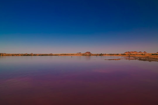 Panoramic view to Katam aka Baramar lake group of Ounianga kebir lakes at the Ennedi, Chad
