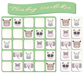 Sudoku for kids with colorful animals images