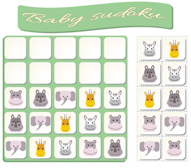 Sudoku for kids with colorful animals images