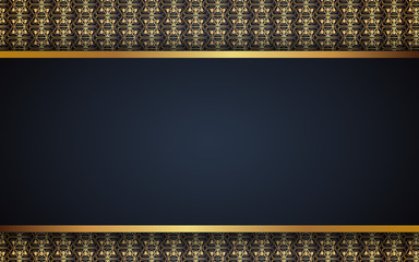 Abstract dark blue background  a combination with elegant golden decoration shape texture. Luxury and premium concept vector design template for use element invitation, voucher, card, cover, banner