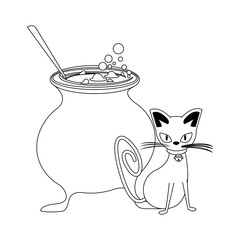 halloween october scary celebration cartoon in black and white