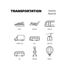 Transportation elements outline icons style