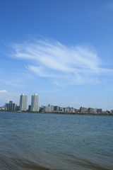 Fototapeta premium 淀川河口付近から大阪市此花区方面の風景