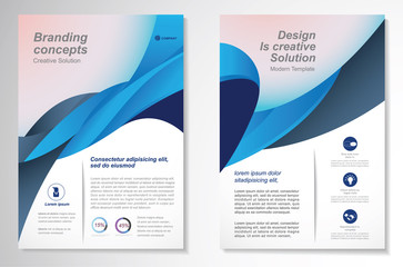 Template vector design for Brochure, AnnualReport, Magazine, Poster, Corporate Presentation, Portfolio, Flyer, infographic, layout modern with blue color size A4, Front and back, Easy to use and edit.