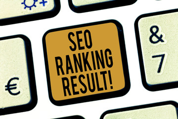 Handwriting text Seo Ranking Result. Concept meaning refers to websites position in search engine...