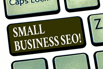Writing note showing Small Business Seo. Business photo showcasing owned and operated company that...