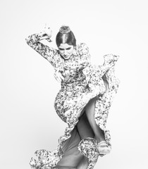 Fototapeta premium Black and white flamenco dancer looking down