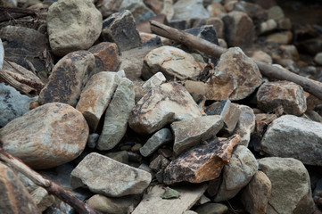 Big and small stones. The mountains. The texture of the stone. Background