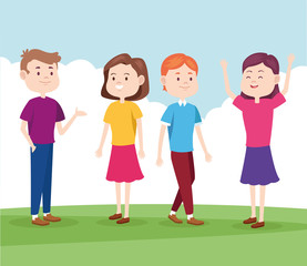 Obraz premium Young teenagers smiling and greeting