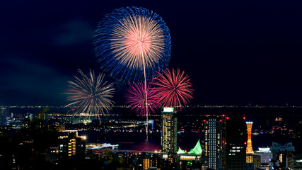 神戸ビーナスブリッジからの花火風景