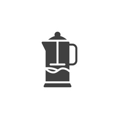 French press vector icon. Coffee pot filled flat sign for mobile concept and web design. Teapot glyph icon. Symbol, logo illustration. Vector graphics