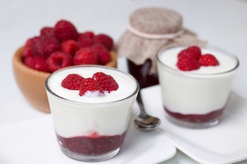 Raspberries in yogurt