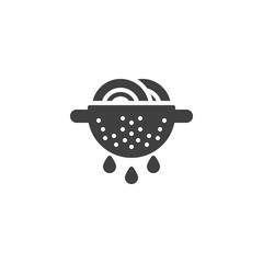Cooking pasta vector icon. Noodles in strainer filled flat sign for mobile concept and web design. Spaghetti in colander glyph icon. Symbol, logo illustration. Vector graphics