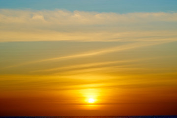 Colorful tropical sunset in famous tourist destination - Bali.