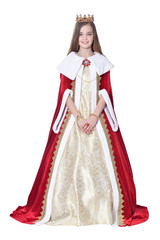 Happy little girl in carnival costume posing