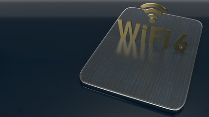3D rendering  building on tablet for wifi 6 concept.