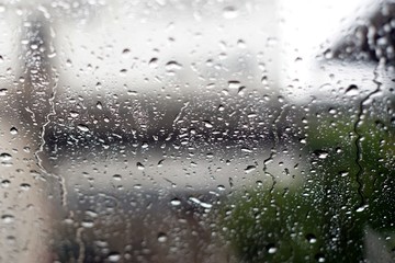 Naklejka na ściany i meble Raining on the road while drive the car. 