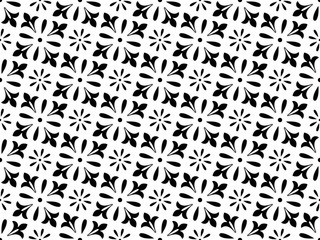 Flower geometric pattern. Seamless vector background. White and black ornament. Ornament for fabric, wallpaper, packaging. Decorative print