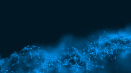 3D rendering abstract futuristic with connection glowing lines and particle on dark blue background, Structure for Science technology concept plexus. Illustration. Sci Fi
