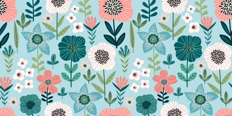 Washable wall murals Girls room Floral seamless pattern. Vector design for paper, cover, fabric, interior decor