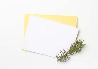 Empty Christmas greeting card on white background