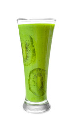 Glass of healthy smoothie on white background