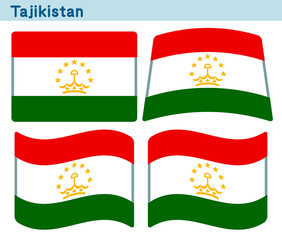 「タジキスタンの国旗」4個の形のアイコンデザイン