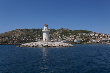  Lighthouse in the port of Alanya, Turkey.